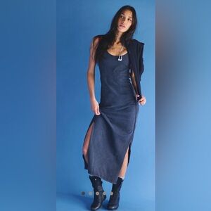 NWOT Free People Hot Shot Surf Dress with Side Slits (Black) Large